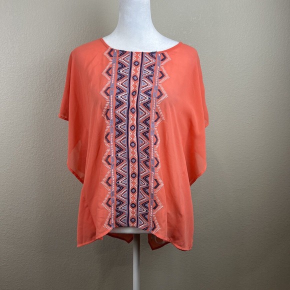 Blue pepper blouse Kaftan Women Small Coral Blue Tribal Southwestern‎ - Picture 6 of 13